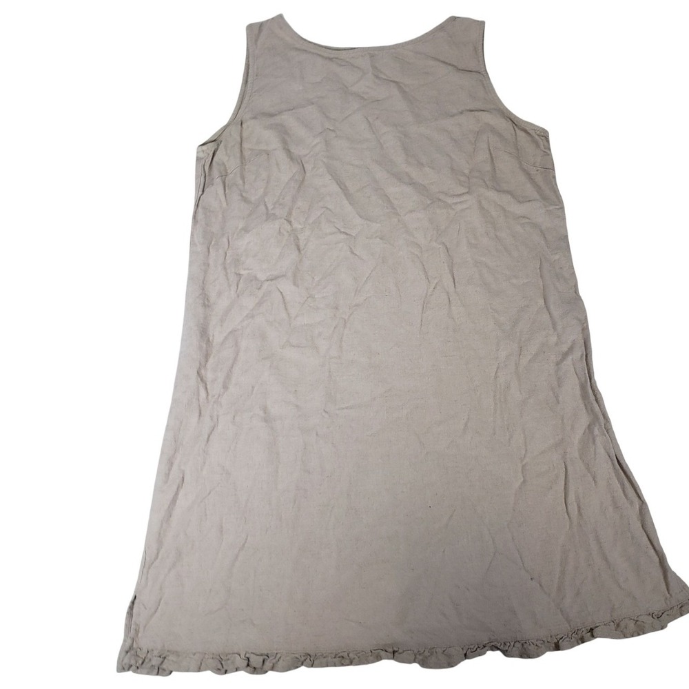 White Stag Womens Linen Blend Sleeveless Ruffle Hem Shift Dress Natural Large